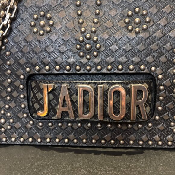 Christian Dior J'Adior Flap Bag Studded Embossed Leather - Picture 2 of 12
